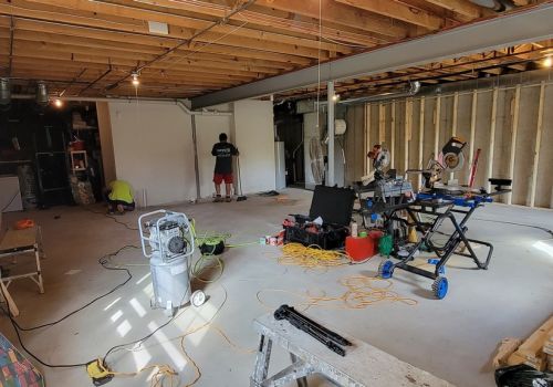 Modern bathroom remodel with gray tiles